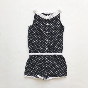 Genuine kids black/white polka dot romper EUC 2T